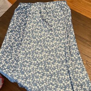 LOFT Blue Floral Midi Skirt